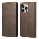 For iPhone 16 Pro Business Solid Color Magnetic RFID Leather Phone Case(Brown) - 1