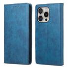 For iPhone 16 Pro Business Solid Color Magnetic RFID Leather Phone Case(Blue) - 1