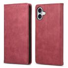 For iPhone 16 Plus Business Solid Color Magnetic RFID Leather Phone Case(Red) - 1