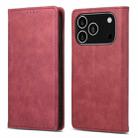 For iPhone 17 Pro Business Solid Color Magnetic RFID Leather Phone Case(Red) - 1