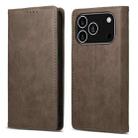 For iPhone 17 Pro Business Solid Color Magnetic RFID Leather Phone Case(Brown) - 1