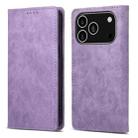 For iPhone 17 Pro Business Solid Color Magnetic RFID Leather Phone Case(Purple) - 1