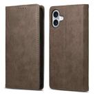 For iPhone 17 Business Solid Color Magnetic RFID Leather Phone Case(Brown) - 1