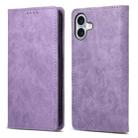 For iPhone 17 Business Solid Color Magnetic RFID Leather Phone Case(Purple) - 1