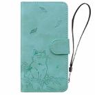 For Samsung Galaxy S24+ 5G Cute Cat Embossed Leather Phone Case(Green) - 2