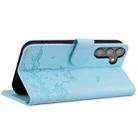 For Samsung Galaxy S24+ 5G Cute Cat Embossed Leather Phone Case(Sky Blue) - 3
