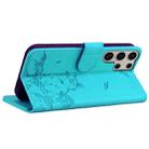 For Samsung Galaxy S24 Ultra 5G Cute Cat Embossed Leather Phone Case(Lake Blue) - 3