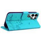 For Samsung Galaxy S23 Ultra 5G Cute Cat Embossed Leather Phone Case(Lake Blue) - 3