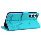 For Samsung Galaxy S23+ 5G Cute Cat Embossed Leather Phone Case(Lake Blue) - 3