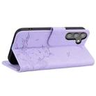 For Samsung Galaxy S23 FE 5G Cute Cat Embossed Leather Phone Case(Purple) - 3