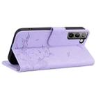 For Samsung Galaxy S22 5G Cute Cat Embossed Leather Phone Case(Purple) - 3