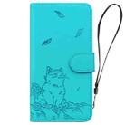 For Samsung Galaxy S22 5G Cute Cat Embossed Leather Phone Case(Lake Blue) - 3