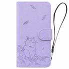 For Samsung Galaxy S22+ 5G Cute Cat Embossed Leather Phone Case(Purple) - 3