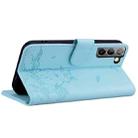 For Samsung Galaxy S21 5G Cute Cat Embossed Leather Phone Case(Sky Blue) - 3