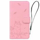 For Samsung Galaxy S21 FE 5G Cute Cat Embossed Leather Phone Case(Pink) - 2