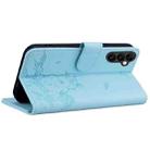 For Samsung Galaxy S24 FE 5G Cute Cat Embossed Leather Phone Case(Sky Blue) - 3