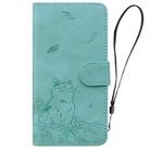 For Samsung Galaxy S25 Ultra 5G Cute Cat Embossed Leather Phone Case(Green) - 2