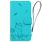 For Samsung Galaxy S25 Ultra 5G Cute Cat Embossed Leather Phone Case(Lake Blue) - 2