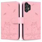 For Samsung Galaxy A13 4G / 5G Cute Cat Embossed Leather Phone Case(Pink) - 1