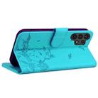 For Samsung Galaxy A13 4G / 5G Cute Cat Embossed Leather Phone Case(Lake Blue) - 3