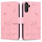 For Samsung Galaxy A35 5G Cute Cat Embossed Leather Phone Case(Pink) - 1