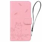 For Samsung Galaxy A51 4G Cute Cat Embossed Leather Phone Case(Pink) - 2