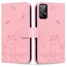 For Samsung Galaxy A52 4G / 5G Cute Cat Embossed Leather Phone Case(Pink) - 1