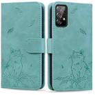 For Samsung Galaxy A53 5G Cute Cat Embossed Leather Phone Case(Green) - 1