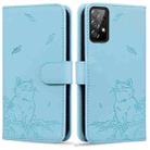 For Samsung Galaxy A53 5G Cute Cat Embossed Leather Phone Case(Sky Blue) - 1