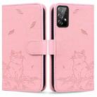 For Samsung Galaxy A53 5G Cute Cat Embossed Leather Phone Case(Pink) - 1