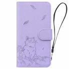 For Samsung Galaxy A54 5G Cute Cat Embossed Leather Phone Case(Purple) - 2