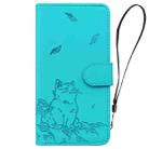 For Samsung Galaxy A16 5G Cute Cat Embossed Leather Phone Case(Lake Blue) - 2