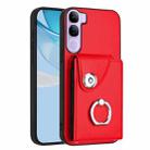 For vivo V40 Lite 5G IDN Organ Card Bag Ring Holder Phone Case(Red) - 1