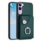 For vivo V40 Lite 5G IDN Organ Card Bag Ring Holder Phone Case(Green) - 1