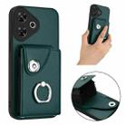 For Redmi Note 13R Organ Card Bag Ring Holder Phone Case(Green) - 2