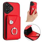 For Redmi 13 4G / 5G Organ Card Bag Ring Holder Phone Case(Red) - 2