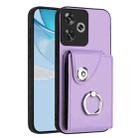 For Redmi Turbo 3 Organ Card Bag Ring Holder Phone Case(Purple) - 1