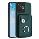 For Redmi Turbo 3 Organ Card Bag Ring Holder Phone Case(Green) - 1