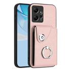 For Redmi Note 12 4G Global Organ Card Bag Ring Holder Phone Case(Pink) - 1