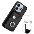 For Redmi Note 14 5G Global Organ Card Bag Ring Holder Phone Case(Black) - 2