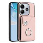 For Redmi Note 14 5G Global Organ Card Bag Ring Holder Phone Case(Pink) - 1