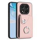 For Redmi Note 14 Pro 5G Global Organ Card Bag Ring Holder Phone Case(Pink) - 1