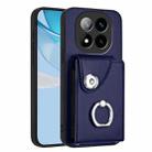 For Redmi Note 14 Pro+ 5G Global Organ Card Bag Ring Holder Phone Case(Blue) - 1