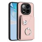 For Redmi Note 14 Pro+ 5G Global Organ Card Bag Ring Holder Phone Case(Pink) - 1