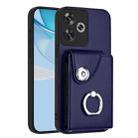 For Xiaomi Poco F6 5G India Organ Card Bag Ring Holder Phone Case(Blue) - 1