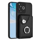 For Xiaomi Poco F6 5G India Organ Card Bag Ring Holder Phone Case(Black) - 1