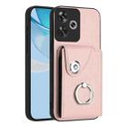 For Xiaomi Poco F6 5G India Organ Card Bag Ring Holder Phone Case(Pink) - 1
