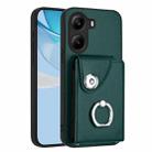 For Xiaomi Poco X7 Pro Organ Card Bag Ring Holder Phone Case(Green) - 1