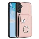 For Samsung Galaxy M55 / C55 5G Organ Card Bag Ring Holder Phone Case(Pink) - 1