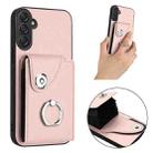 For Samsung Galaxy M55 / C55 5G Organ Card Bag Ring Holder Phone Case(Pink) - 2